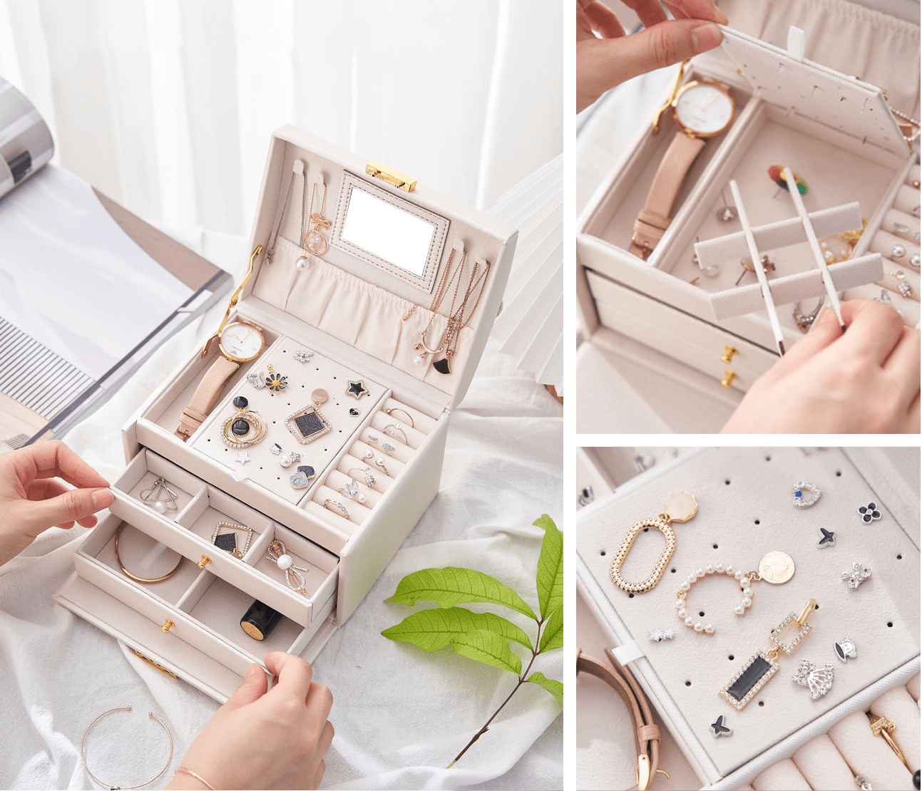 Élégante Boîte à Bijoux en Cuir