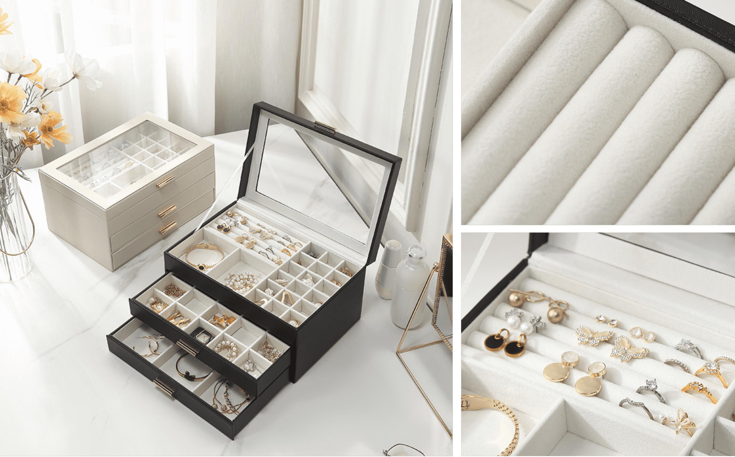 Grande Boîte à Bijoux en Cuir Végan